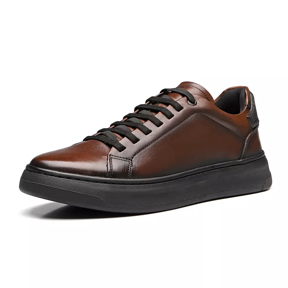 Tênis Masculino Casual Em Couro Marrom