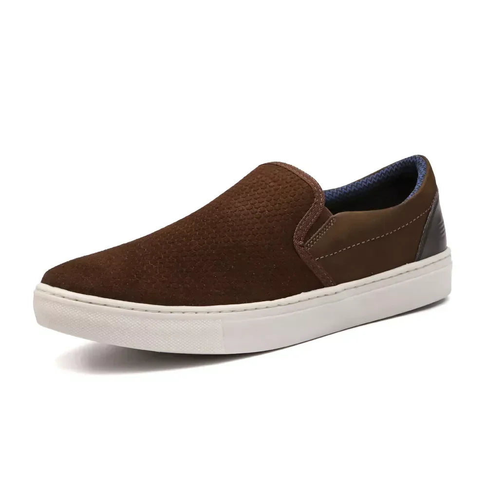 Slip-On Masculino Casual Em Couro Marrom - PRETO