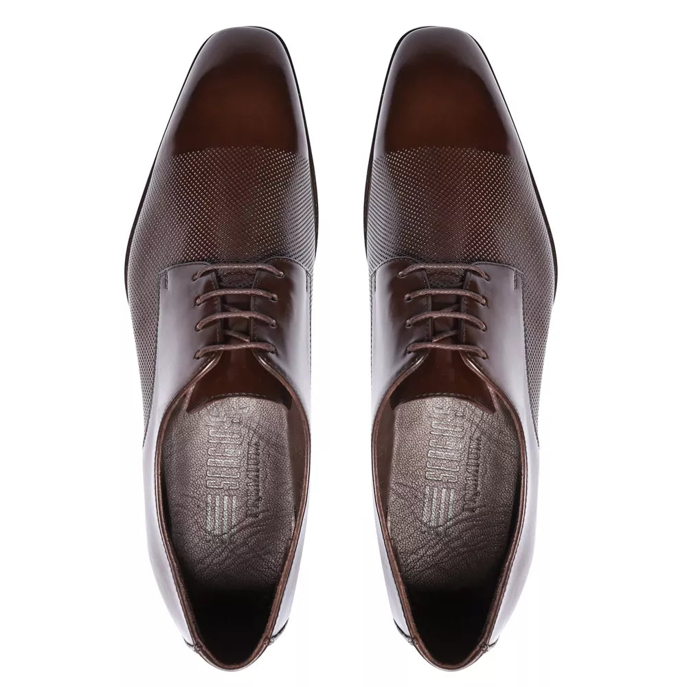 SAPATO DERBY MASCULINO SOCIAL EM COURO MARROM - CAFE