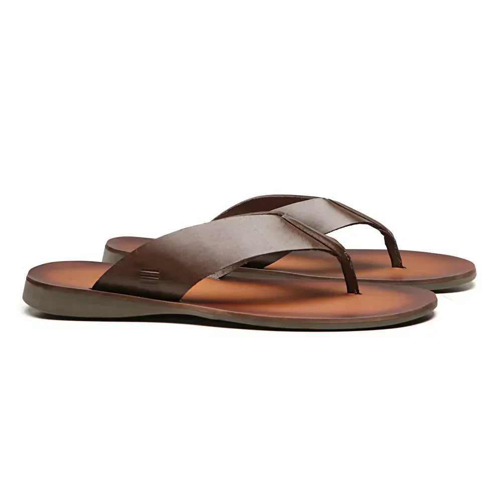 CHINELO MASCULINO CASUAL EM COURO MARROM - SKAR CAFE