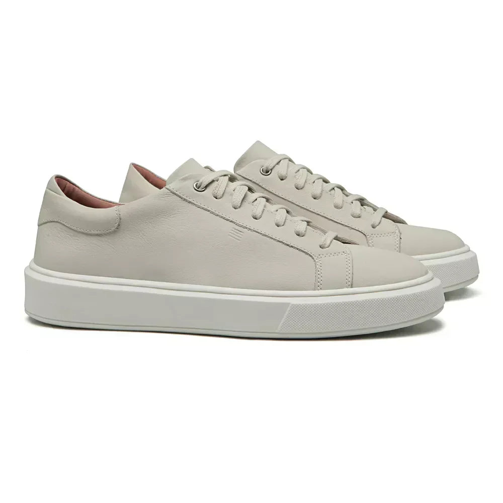 TÊNIS MASCULINO CASUAL EM COURO BEGE - CREME