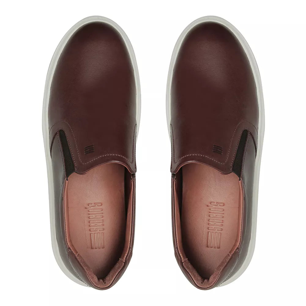 SLIP-ON MASCULINO CASUAL EM COURO MARROM - MALBEC