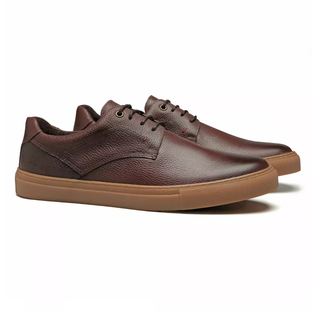 TÊNIS MASCULINO CASUAL EM COURO MARROM - CHOCOLATE