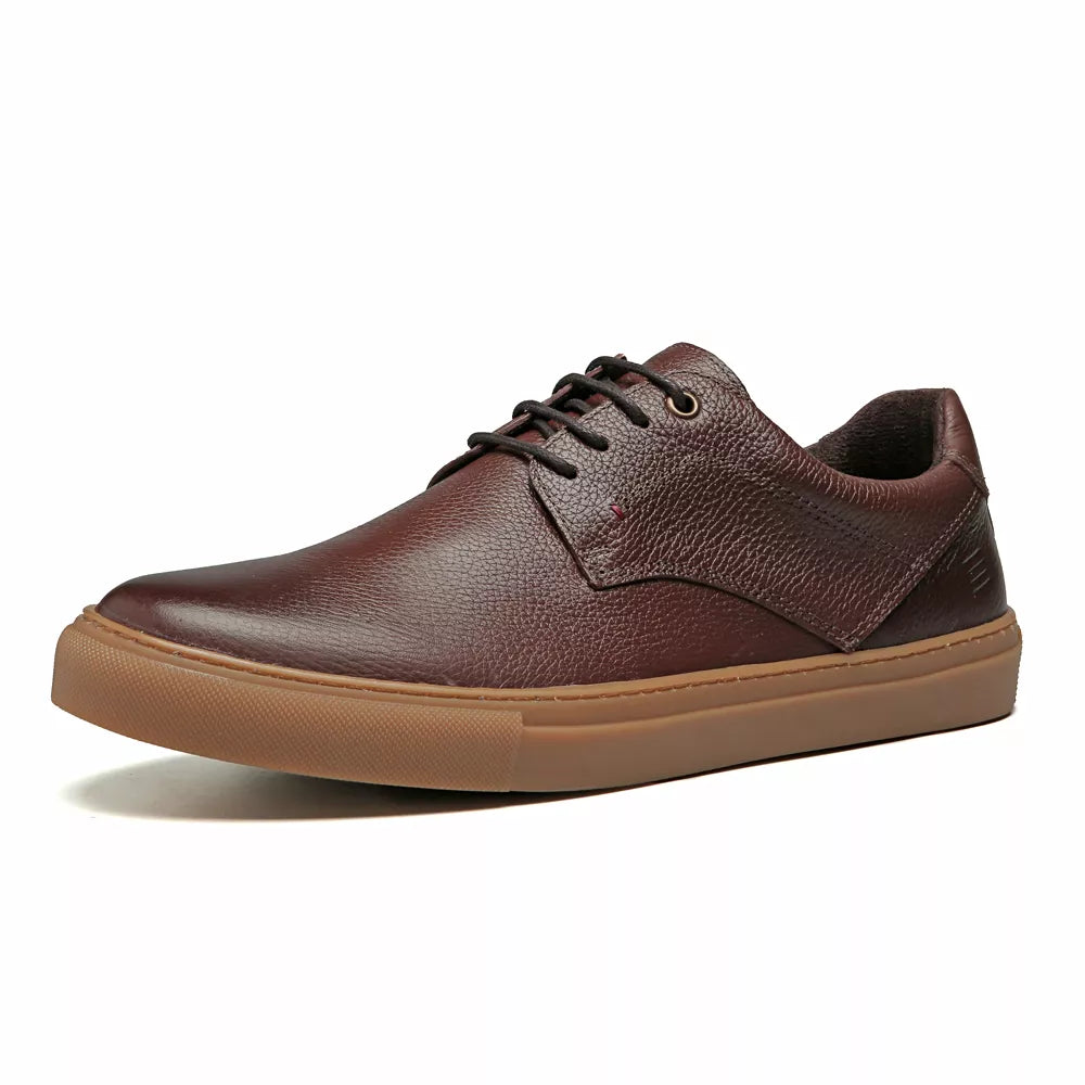 TÊNIS MASCULINO CASUAL EM COURO MARROM - CHOCOLATE