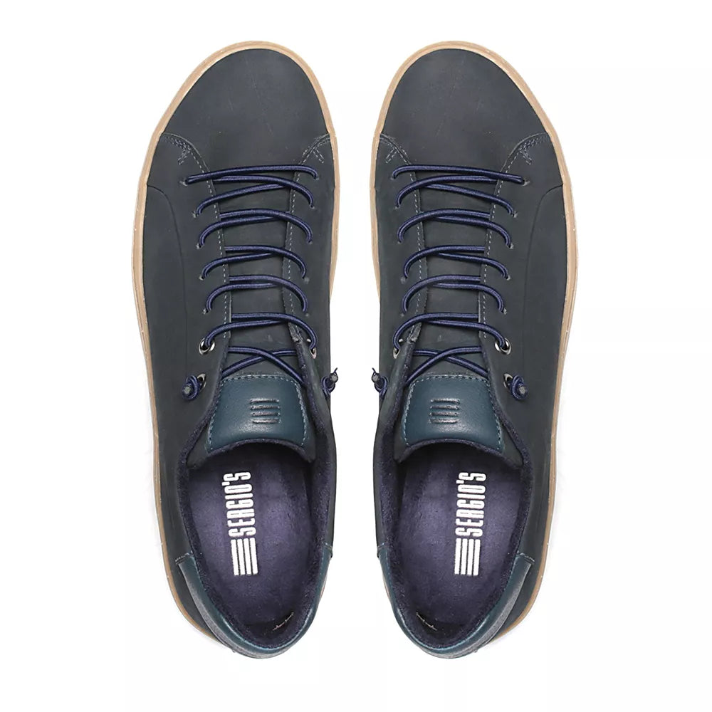 TÊNIS MASCULINO CASUAL EM COURO AZUL - MARINHO