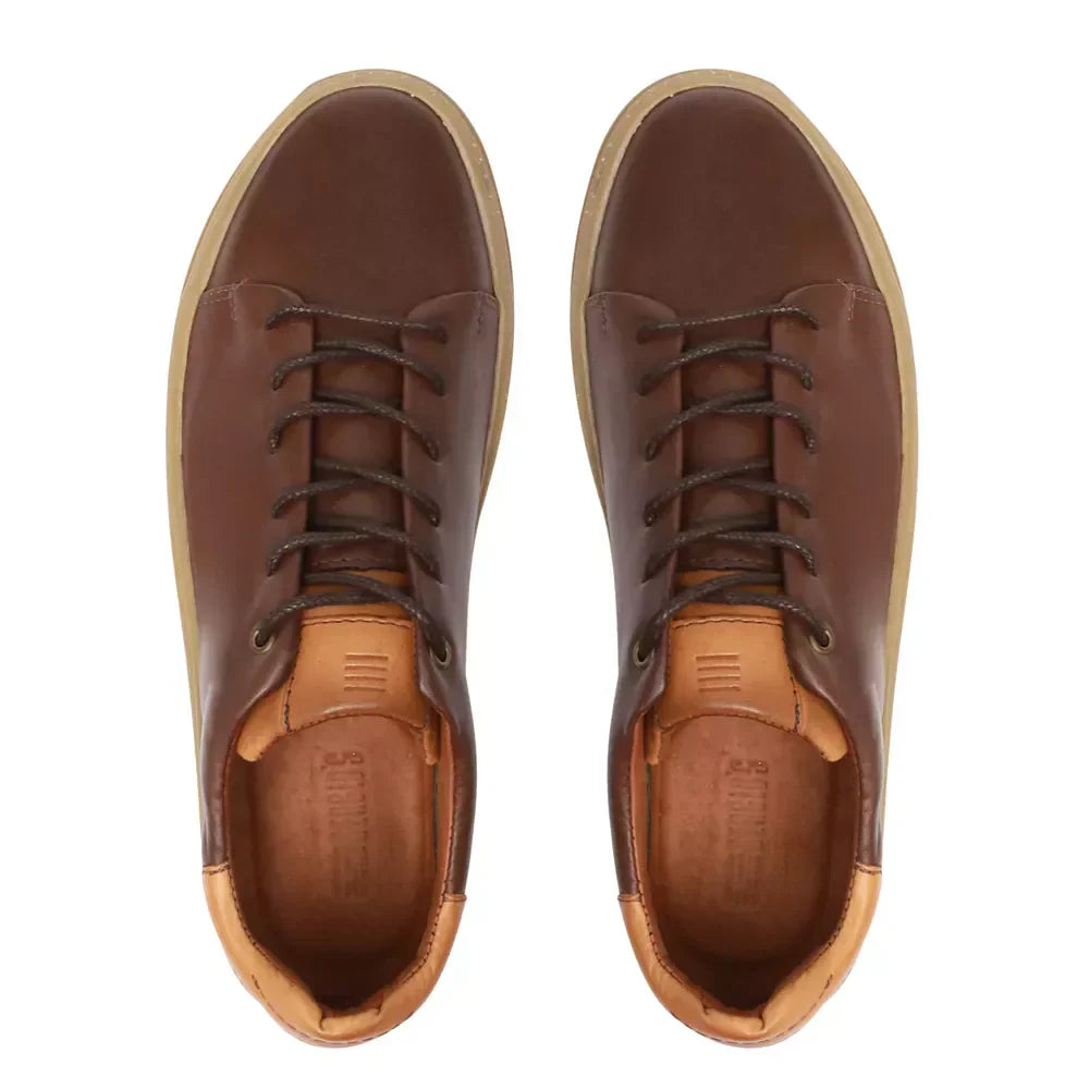 TÊNIS MASCULINO CASUAL EM COURO MARROM