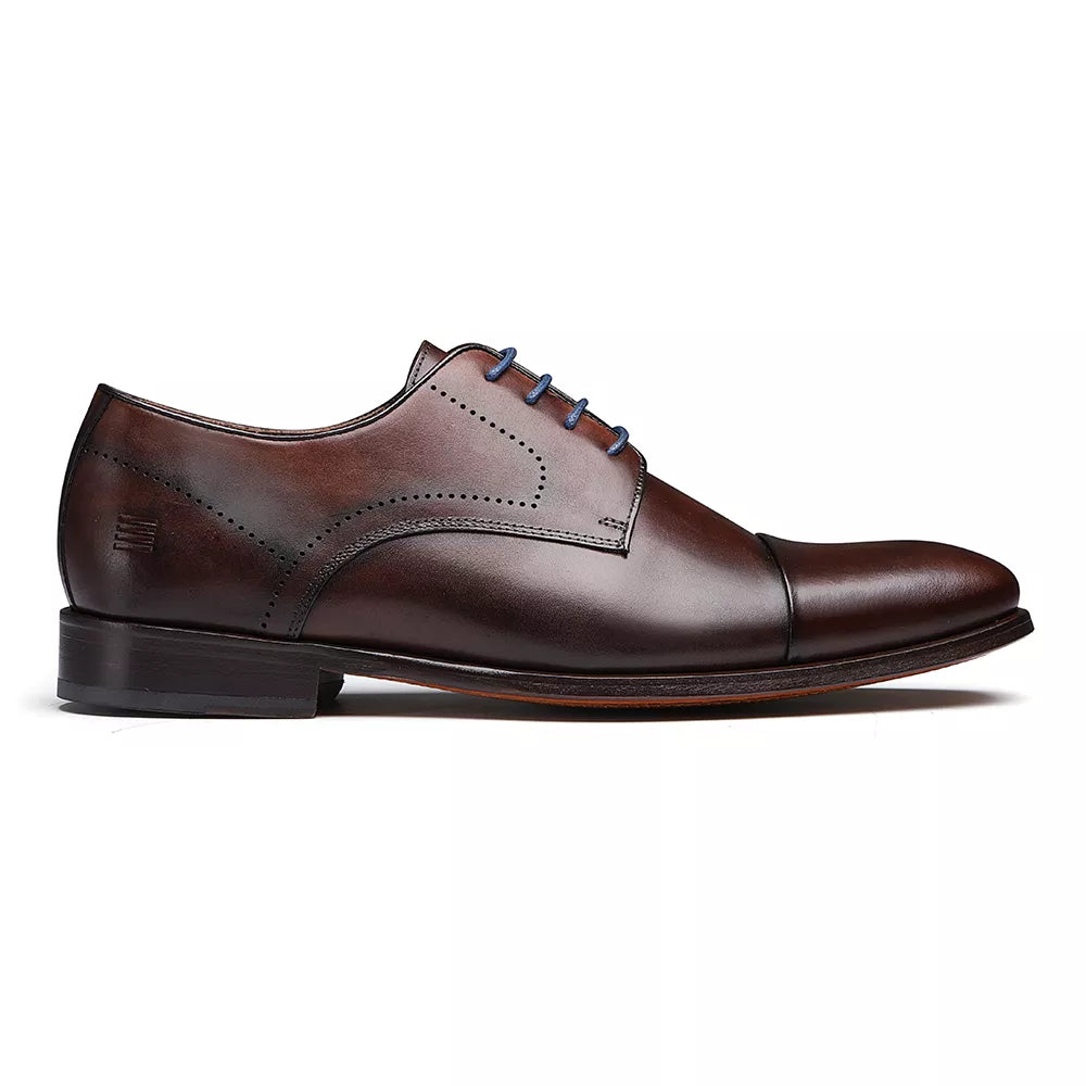 Sapato Derby Masculino Social Em Couro Café- CAFÉ