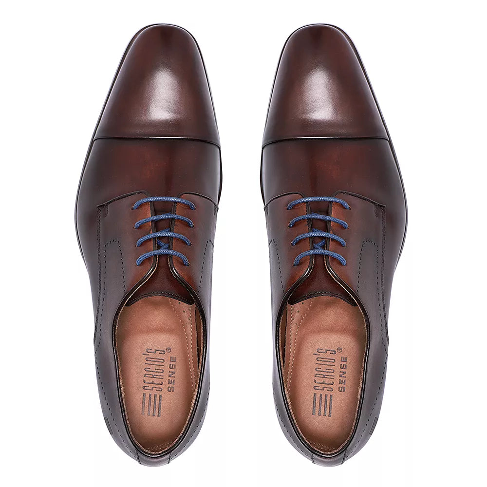 Sapato Derby Masculino Social Em Couro Café- CAFÉ