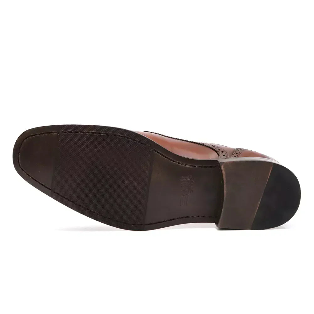 Sapato Derby Brogue Masculino Social Em Couro Marrom - CAFE