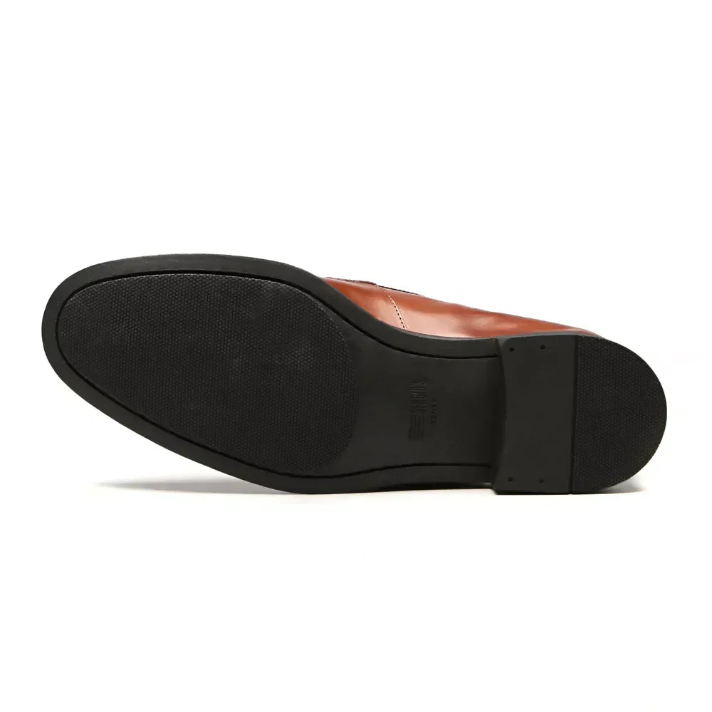 SAPATO LOAFER MASCULINO SOCIAL EM COURO MARROM COM CONFORTO - COBRE