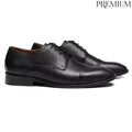 SAPATO DERBY MASCULINO SOCIAL EM COURO PRETO COM CONFORTO - ANILINA