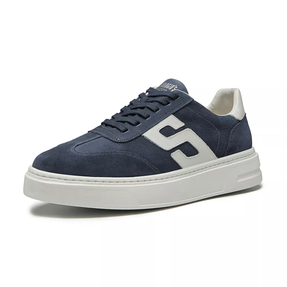 TÊNIS MASCULINO CASUAL EM COURO AZUL COM CONFORTO - WHITE