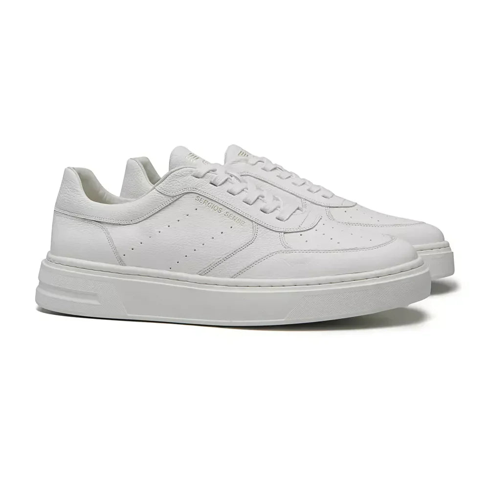 TÊNIS MASCULINO CASUAL EM COURO BRANCO COM CONFORTO