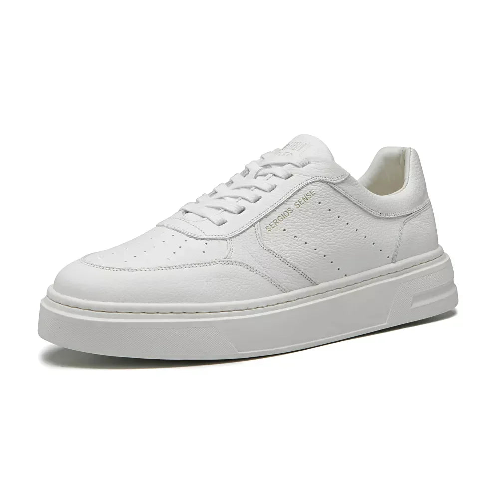 TÊNIS MASCULINO CASUAL EM COURO BRANCO COM CONFORTO