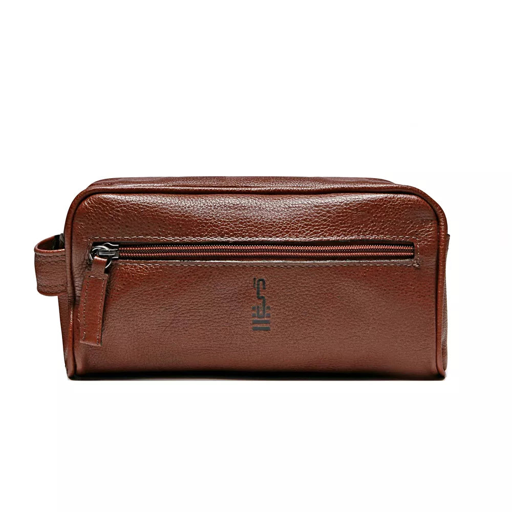 NECESSAIRE MASCULINA EM COURO MARROM - WHISKY