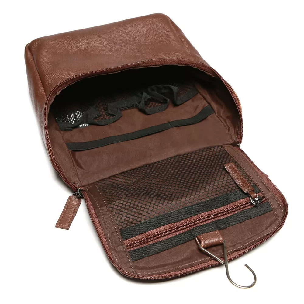 NECESSAIRE MASCULINA EM COURO MARROM - WHISKY