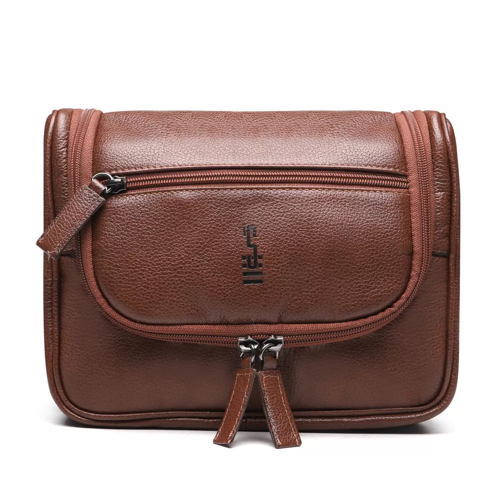 NECESSAIRE MASCULINA EM COURO MARROM - WHISKY