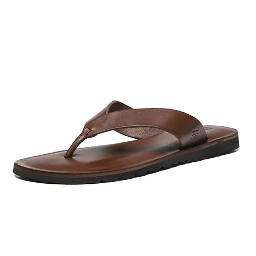 CHINELO MASCULINO CASUAL EM COURO MARROM - CONHAQUE