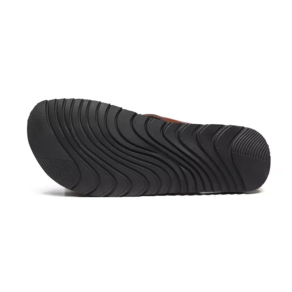 CHINELO MASCULINO CASUAL EM COURO MARROM - CONHAQUE