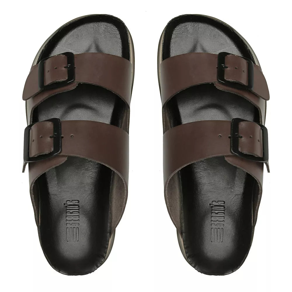 SANDÁLIA MASCULINA CASUAL EM COURO MARROM - SKAR CAFE