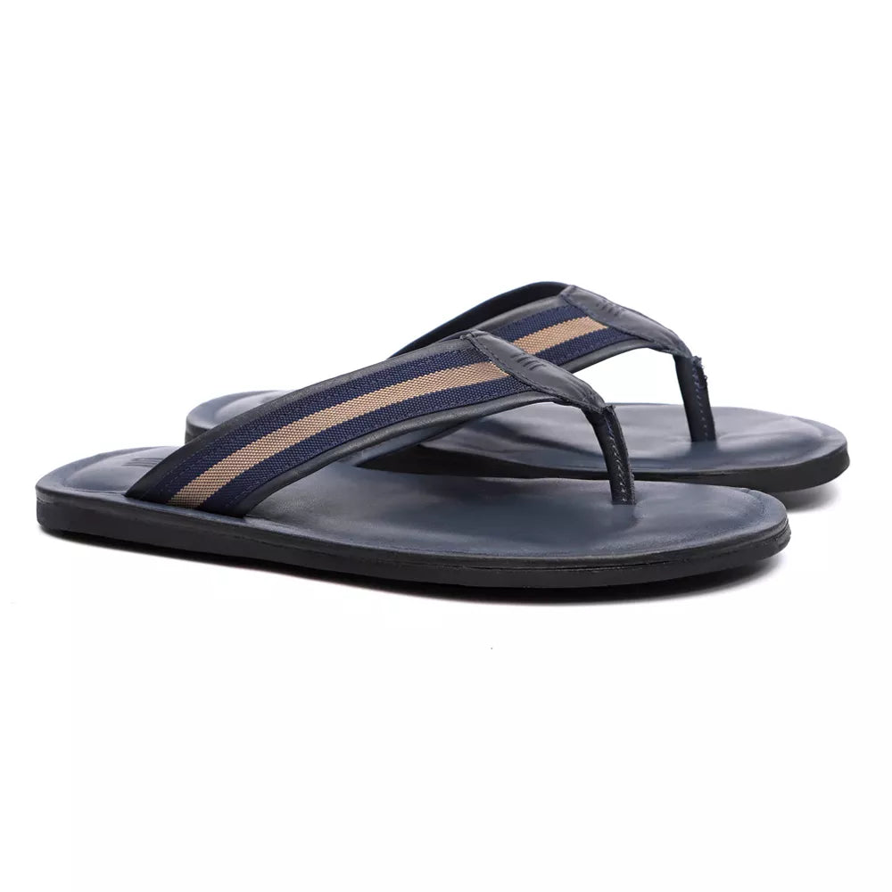 Chinelo Masculino Casual Em Couro Azul - MARINHO