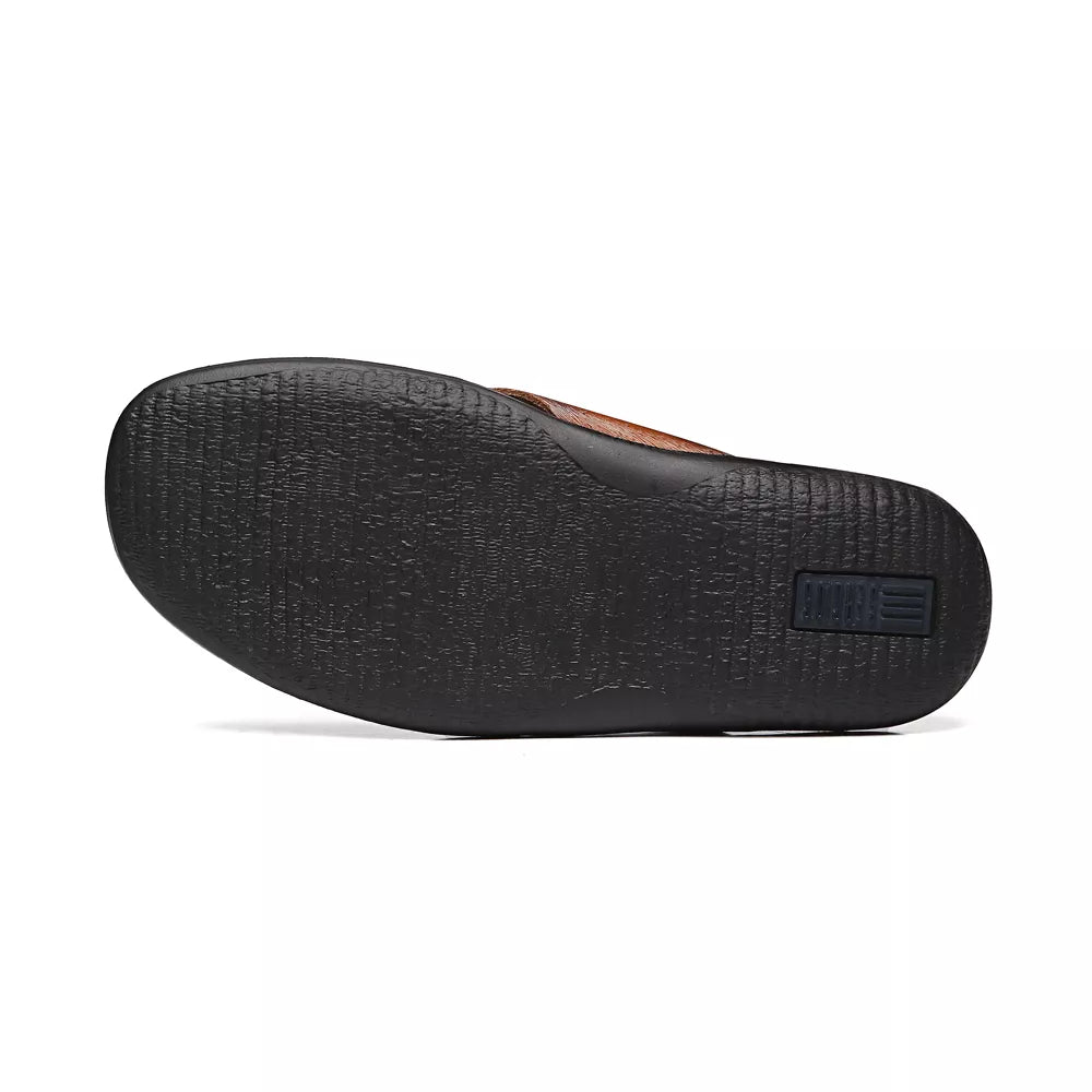 CHINELO MASCULINO CASUAL EM COURO MARROM - CAMEL