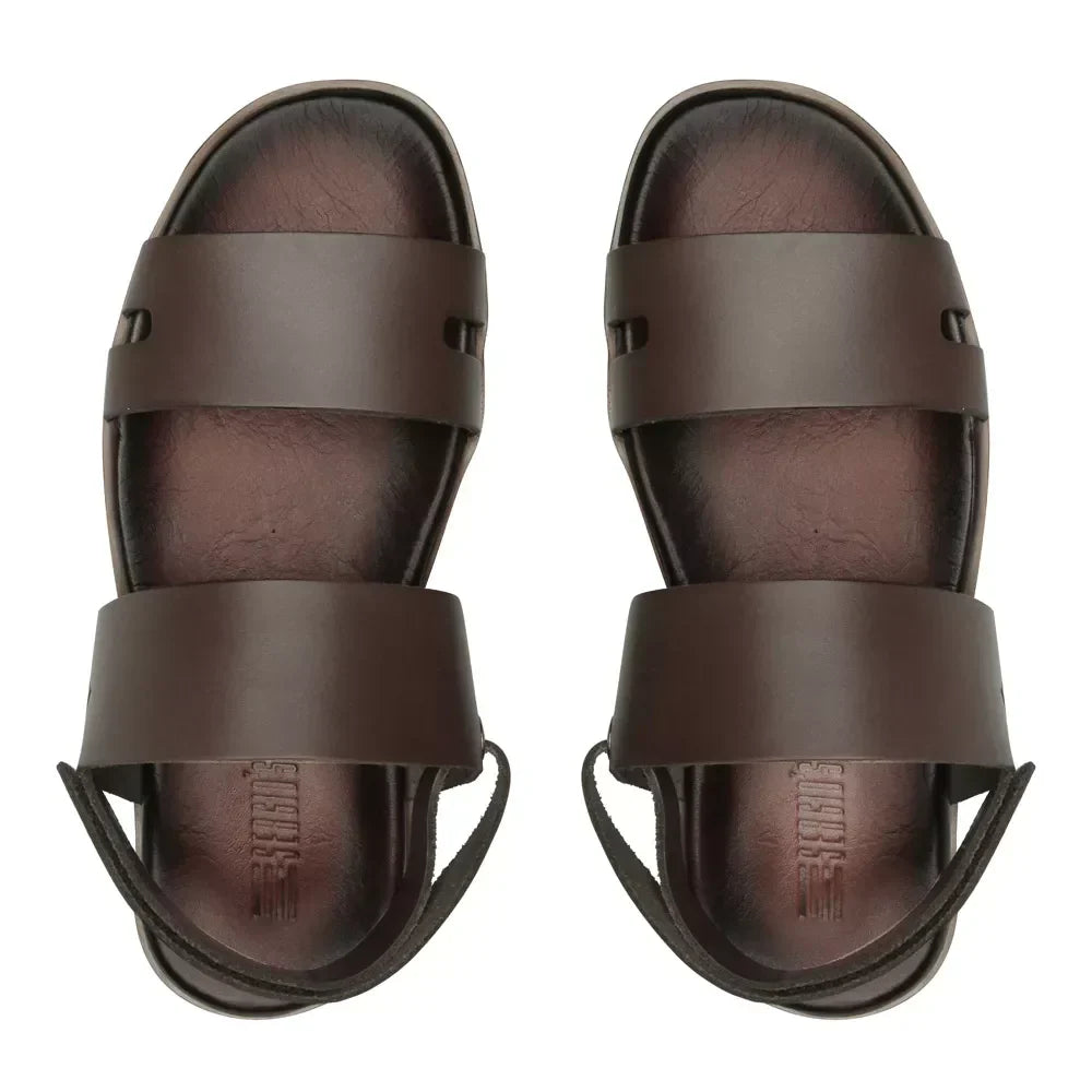 SANDÁLIA MASCULINA CASUAL EM COURO MARROM - SKAR CAFE