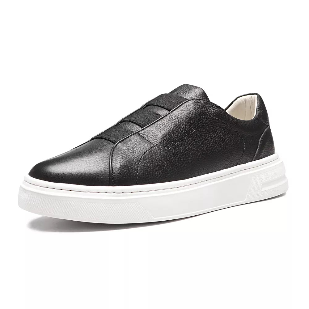 TÊNIS MASCULINO CASUAL EM COURO PRETO COM CONFORTO