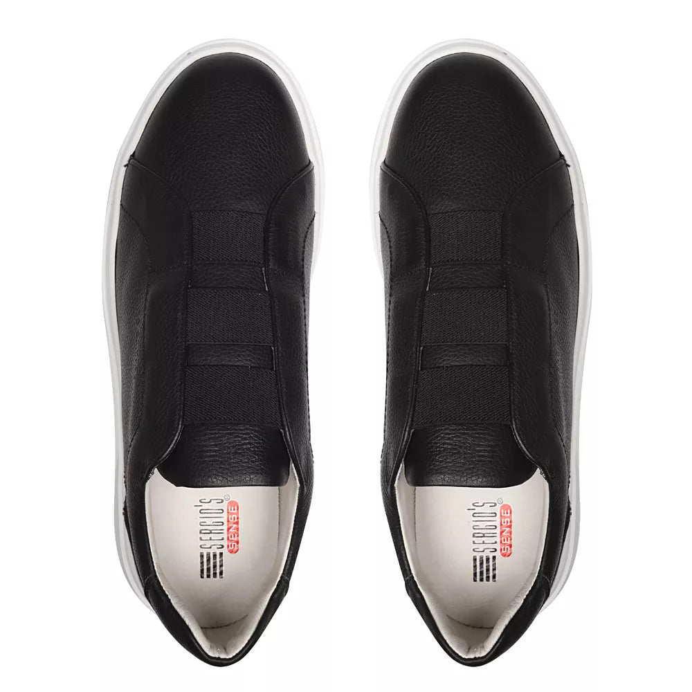 TÊNIS MASCULINO CASUAL EM COURO PRETO COM CONFORTO