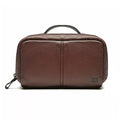 NECESSAIRE MASCULINA EM NYLON E COURO MARROM - CONHAQUE