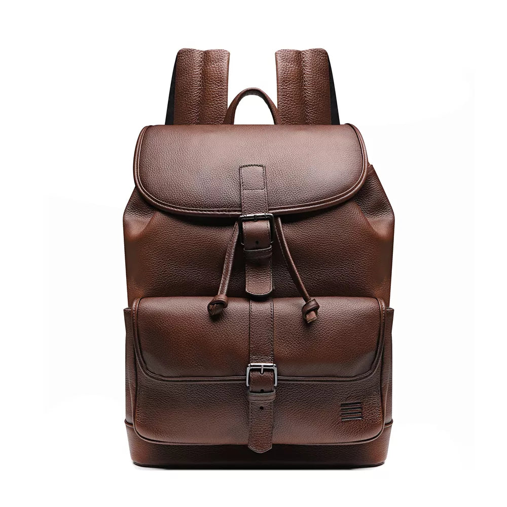 MOCHILA PORTA NOTEBOOK MASCULINA EM COURO MARROM - CONHAQUE